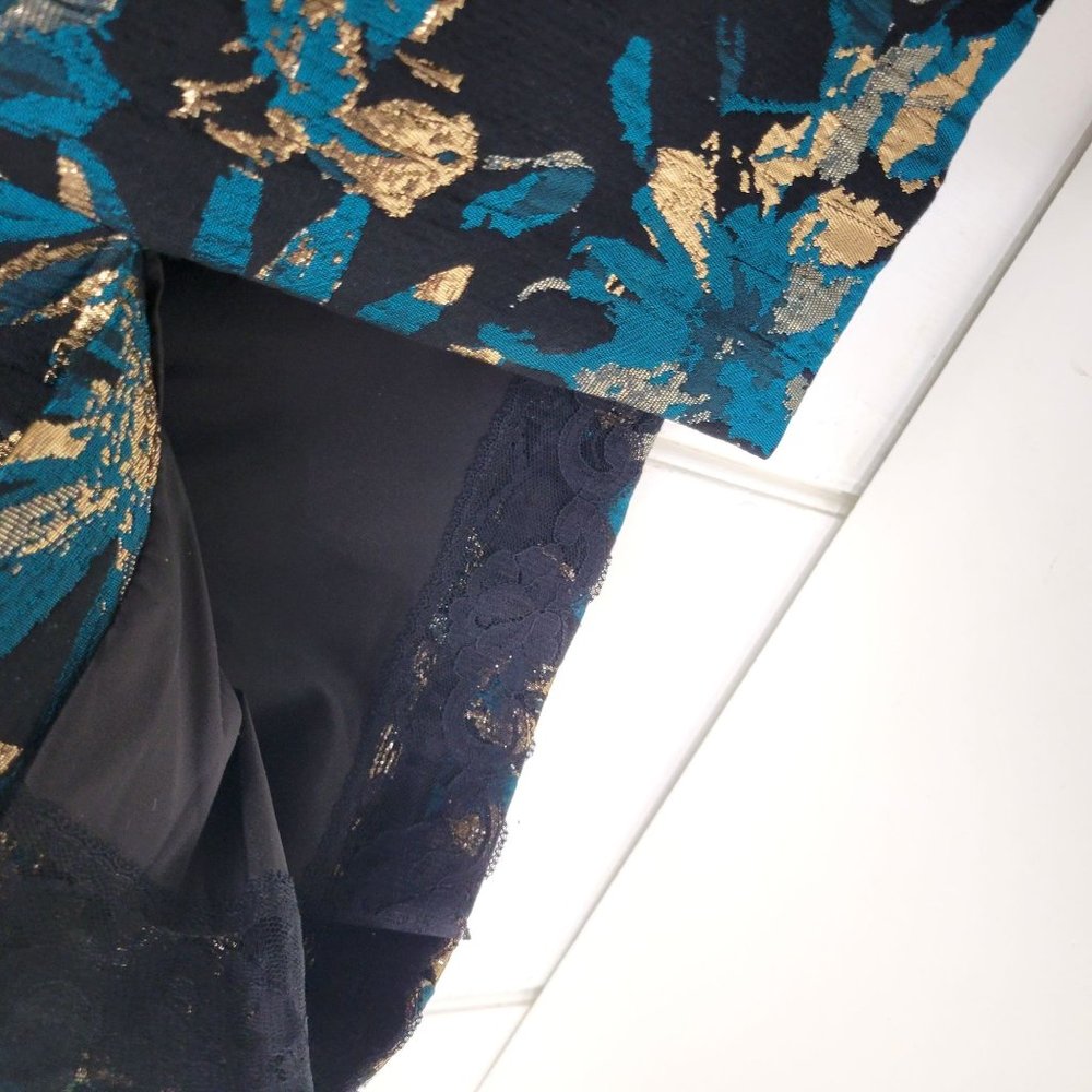 Trina Turk Black, Metallic Gold and Teal Sleeveless Cocktail Dress NWOT - Picture 6 of 6